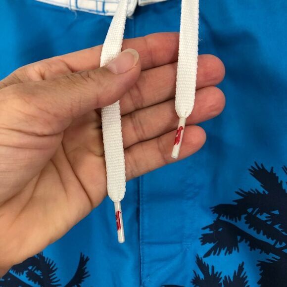Hawk by Tony Hawk Blue & White Board Shorts With Black Palm Trees Size 36 Waist - Picture 5 of 10